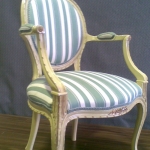 Louie chair upholstered in comtemporary striped fabric