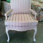 Louie Chair restored in Warwick fabric. Piped custom made cushion included in project